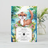 かわいいリトルオッター誕生日 招待状 (スタンド正面)