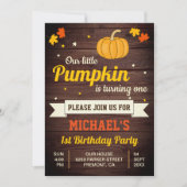 かわいいリトルカボチャの最初の誕生日パーティー 招待状 (正面)