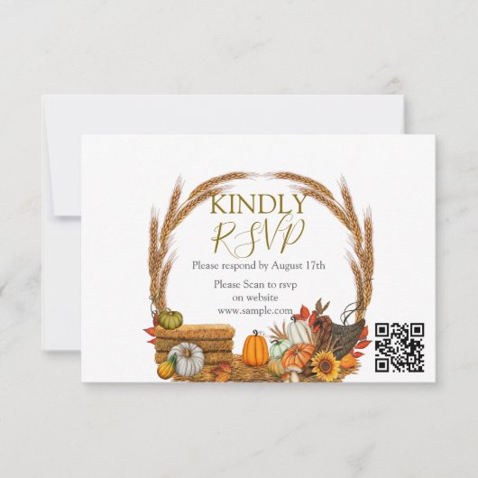 かわいいリトルカボチャ秋ベビーシャワー サンキューカード (正面)