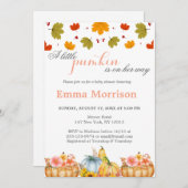 かわいいリトルカボチャ秋ベビーシャワー 招待状 (正面/裏面)