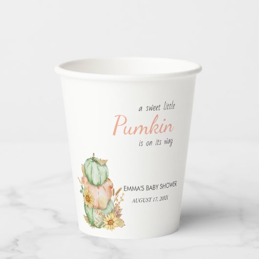 かわいいリトルカボチャ秋ベビーシャワー 紙コップ (正面)