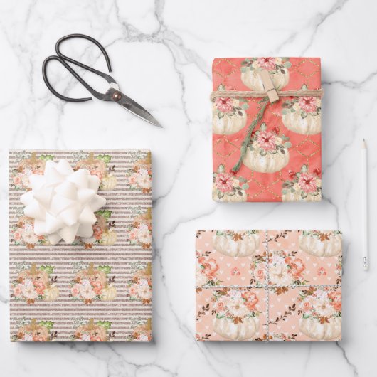 かわいいリトルカボチャ誕生日ベビーシャワーギフト ラッピングペーパーシート (正面)