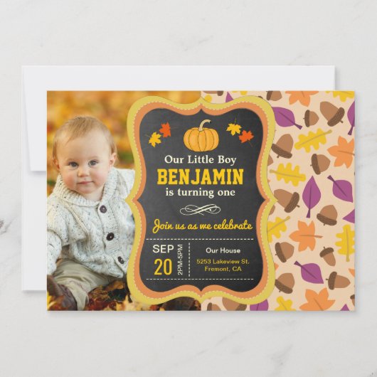 かわいいリトルカボチャ1stバースデーフォト招待状 招待状 (正面)
