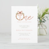 かわいいリトルガール ボウ＆フープ 1歳の誕生日 招待状 (スタンド正面)