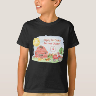 かわいいリトルキッズハッピーバースデー農家ボーイ Tシャツ