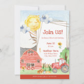 かわいいリトルキッズファーム誕生日パーティー 招待状 (正面)