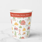 かわいいリトルキッズ農家パターンハッピーバースデー 紙コップ (裏面)