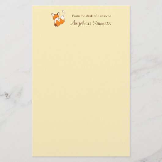 かわいいリトルキツネオンイエロー 便箋 (正面)