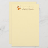 かわいいリトルキツネオンイエロー 便箋 (正面/裏面)