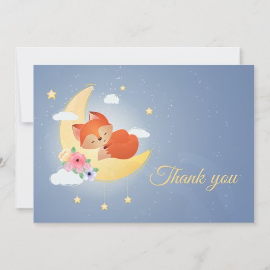 かわいいリトルキツネオンザムーンサンキューカード シーズンカード (正面)