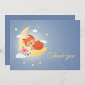 かわいいリトルキツネオンザムーンサンキューカード シーズンカード (正面/裏面)