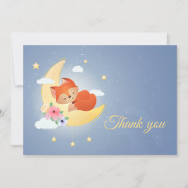 かわいいリトルキツネオンザムーンサンキューカード シーズンカード