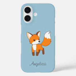 かわいいリトルキツネオンブルー iPhone 16ケース