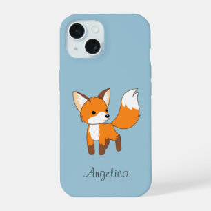 かわいいリトルキツネオンブルー iPhone 15ケース