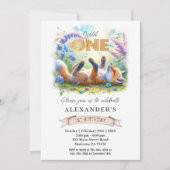 かわいいリトルキツネワイルドワンバースデーパーティーの招待 招待状 (正面)