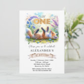 かわいいリトルキツネワイルドワンバースデーパーティーの招待 招待状 (スタンド正面)