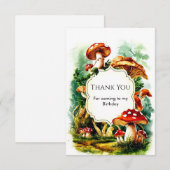 かわいいリトルキノコ誕生日 サンキューカード (正面/裏面)