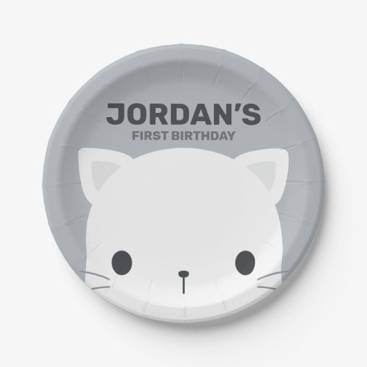 かわいいリトルキャット誕生日 ペーパープレート (正面)