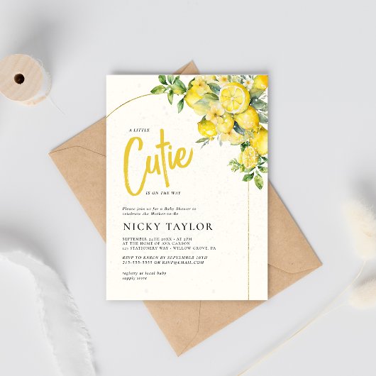 かわいいリトルキューティーレモンシトラスベイビーシャワー 招待状