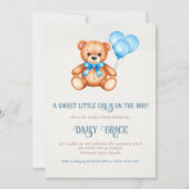 かわいいリトルキューブ テディベア ベイビーシャワー 招待状 (正面)