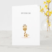 かわいいリトルキリン誕生日カード カード (黄色い花)
