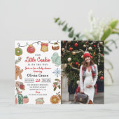 かわいいリトルクッキー クリスマス ベイビーシャワー フォト 招待状 (スタンド正面)