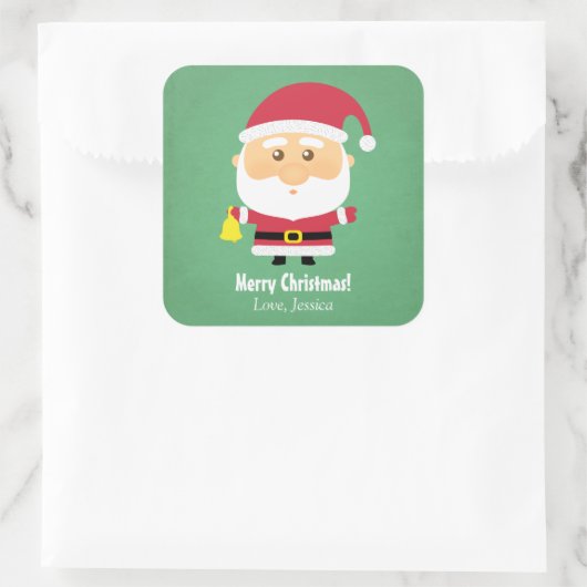 かわいいリトルサンタクロースのクリスマス応援 スクエアシール (バッグ)