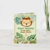 かわいいリトルジャングルライオン誕生日 シーズンカード (正面)