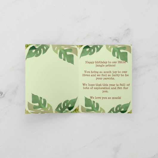 かわいいリトルジャングルライオン誕生日 シーズンカード (内部)