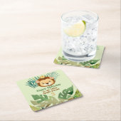 かわいいリトルジャングルライオン誕生日 スクエアペーパーコースター (インサイチュ)