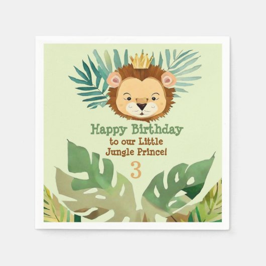 かわいいリトルジャングルライオン誕生日 スタンダードカクテルナプキン (正面)