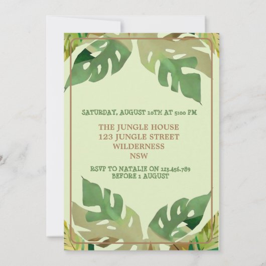 かわいいリトルジャングルライオン誕生日 招待状 (裏面)