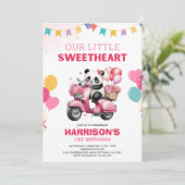 かわいいリトルスウィートパンダ誕生日招待状 招待状 (スタンド正面)