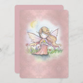 かわいいリトルスターフェアリー女の子の誕生日パーティー招待状 招待状 (正面/裏面)