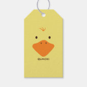 かわいいリトルダッキー(アヒルちゃん)顔パーソナライズされた文字 ギフトタグ (正面)