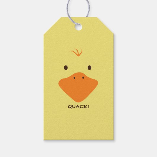 かわいいリトルダッキー(アヒルちゃん)顔パーソナライズされた文字 ギフトタグ (正面)
