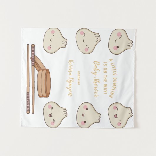 かわいいリトルダンプリングベイビーシャワー タペストリー (正面(横))
