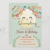 かわいいリトルダンプリング最初の誕生日招待状 招待状 (正面/裏面)