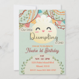 かわいいリトルダンプリング最初の誕生日招待状 招待状