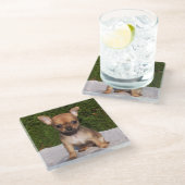 かわいいリトルチワフアパピードッグ ガラスコースター (アングル)