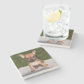 かわいいリトルチワフアパピードッグ ストーンコースター (横)