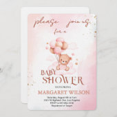 かわいいリトルテディベアベビーシャワー 招待状 (正面/裏面)