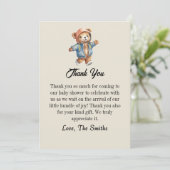 かわいいリトルテディベイビーシャワーの感謝カード 招待状 (スタンド正面)