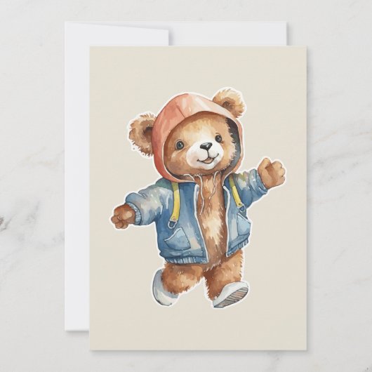 かわいいリトルテディベイビーシャワーの感謝カード 招待状 (裏面)