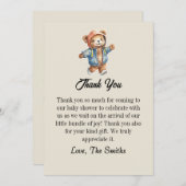 かわいいリトルテディベイビーシャワーの感謝カード 招待状 (正面/裏面)