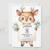 かわいいリトルディアホールディングサイン子供の誕生日パーティー 招待状 (正面)