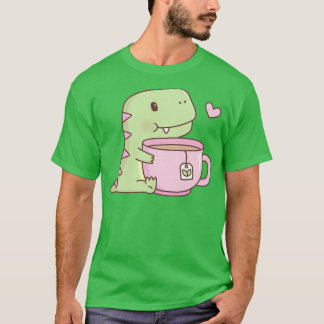 かわいいリトルディノハギングティーカップ Tシャツ