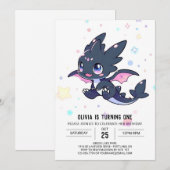 かわいいリトルドラゴン1st誕生日 招待状 (正面/裏面)