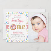 かわいいリトルドーナツガールズ 1歳の誕生日招待状 招待状 (正面)