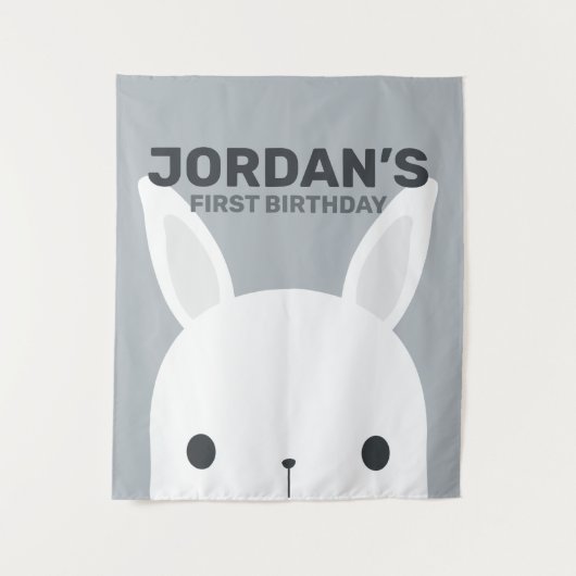 かわいいリトルバニーうさぎの誕生日 タペストリー (正面)